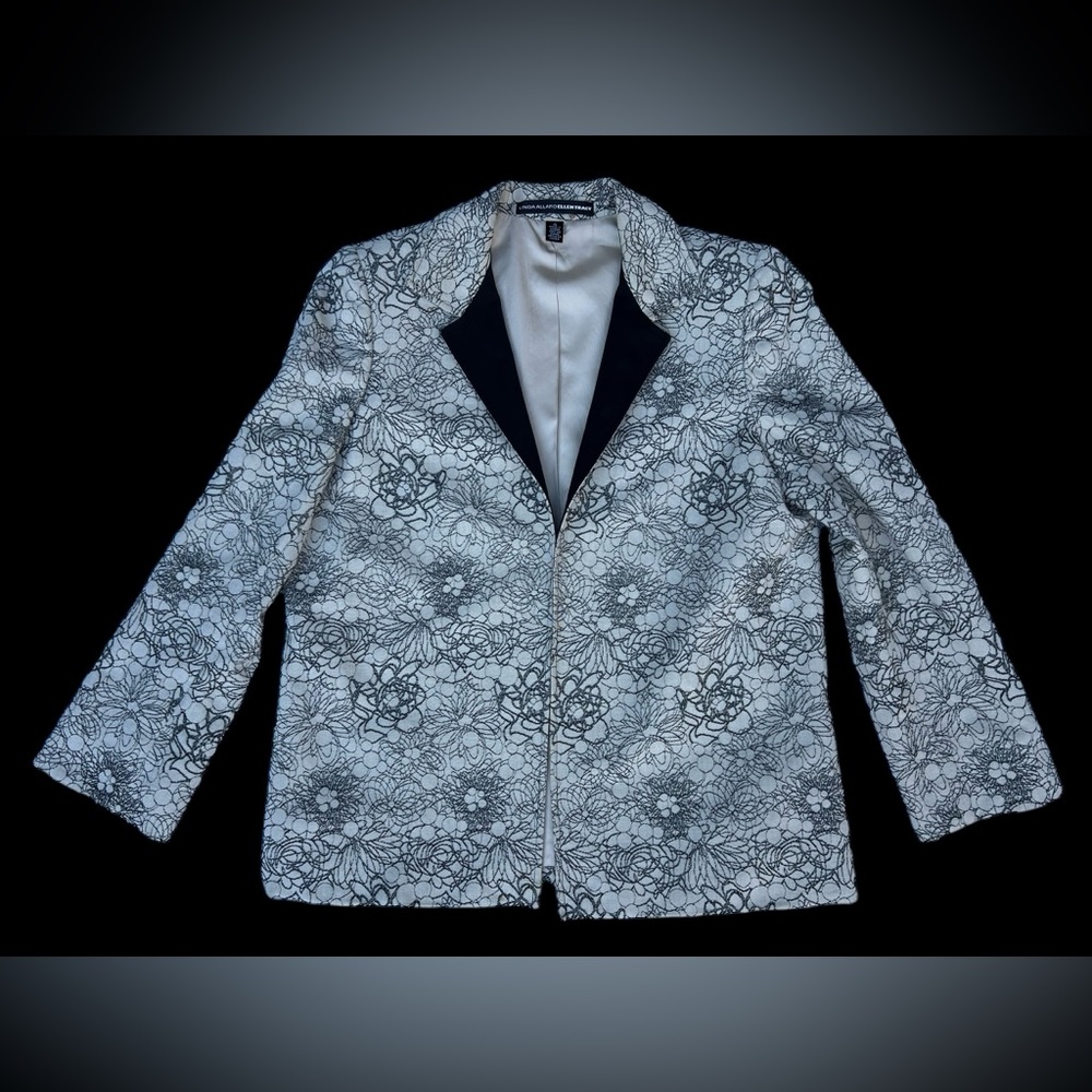 Linda Allard Ellen Tracy Women's Cotton Open Front Blazer Jacket Size 6 Lined